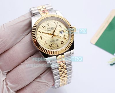 High Replica Rolex Datejust Watch Yellow Gold Face 2-Tone Yellow Gold strap Fluted Bezel  41mm